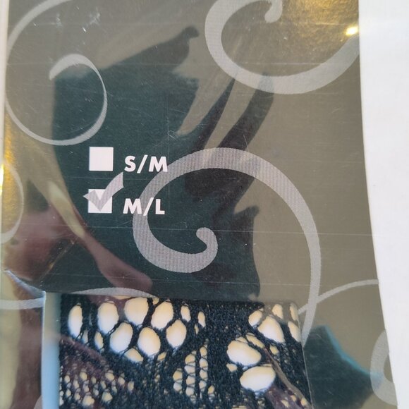 NEW Spirit Halloween Black Floral Lacy Openwork Tights Size M/L - Picture 2 of 4
